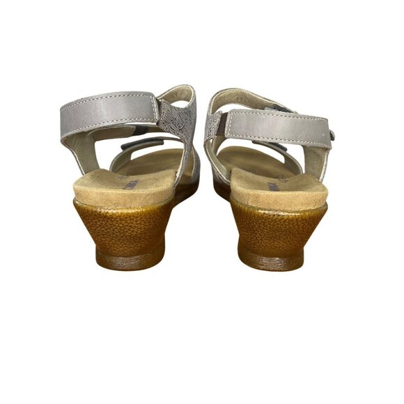 Romika Taupe Nevis 07 Leather Wedge Sandals Size 41/10 Cushioned Sole - Picture 4 of 11